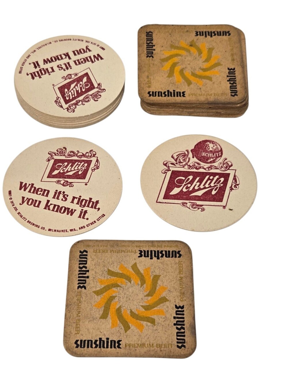 Vintage Sunshine Beer Coasters Schlitz Lot of 19 Reading PA